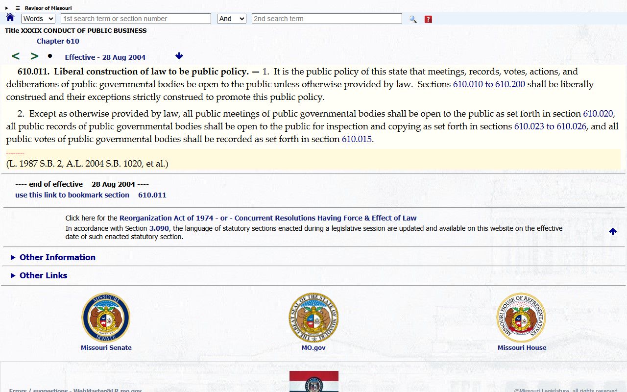 Worth County probate records Missouri open records policy